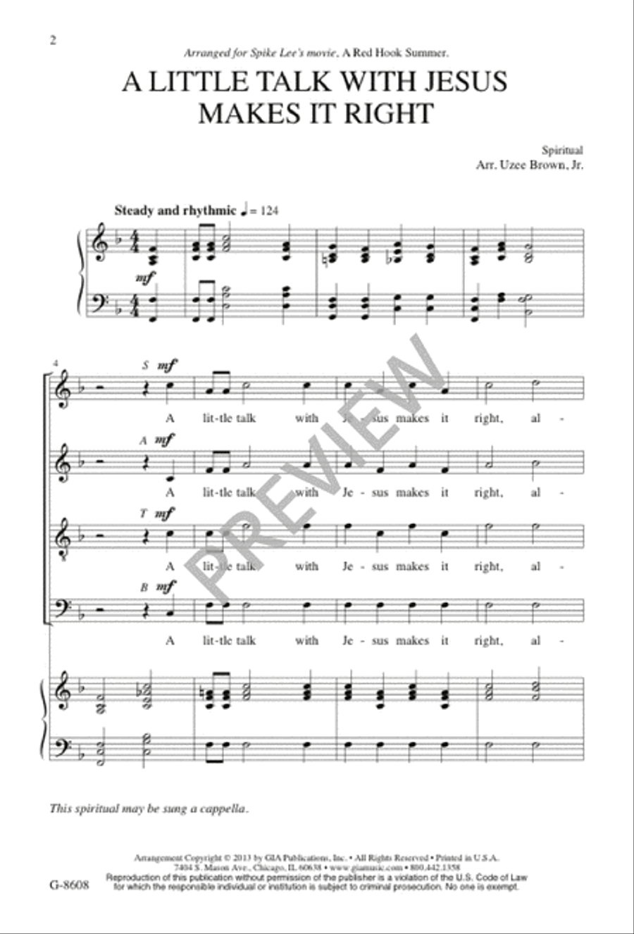 A Little Talk with Jesus Makes It Right 4-Part scores gallery preview page 2