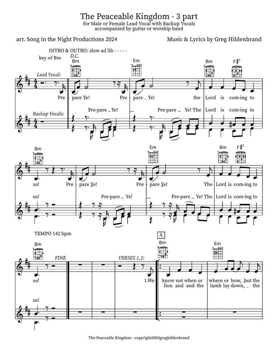 The Peaceable Kingdom - 3 part 3-Part scores gallery preview page 1