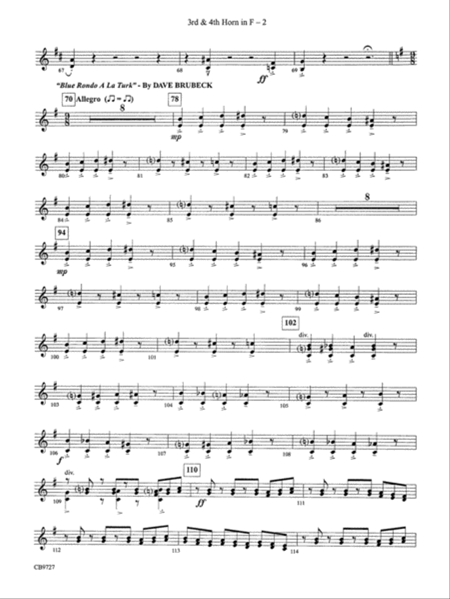 Dave Brubeck: It's About Time: 3rd & 4th F Horns Concert Band scores gallery preview page 2