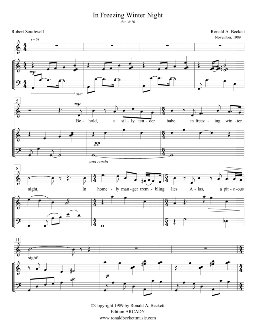 In freezing winter night Voice scores gallery preview page 1