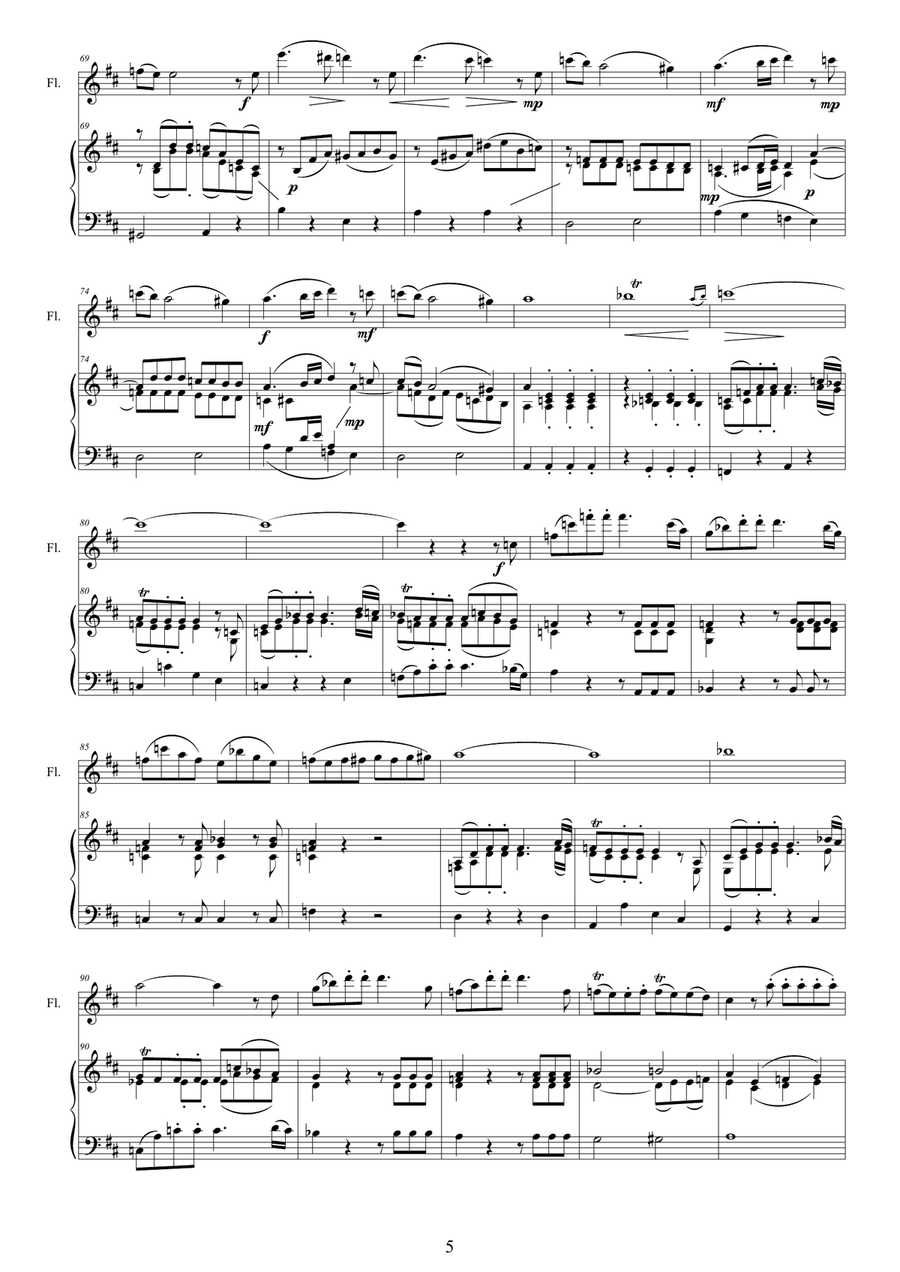 Mozart - Flute quartet in D major K.285 - Version for Flute and piano Flute Solo scores gallery preview page 5