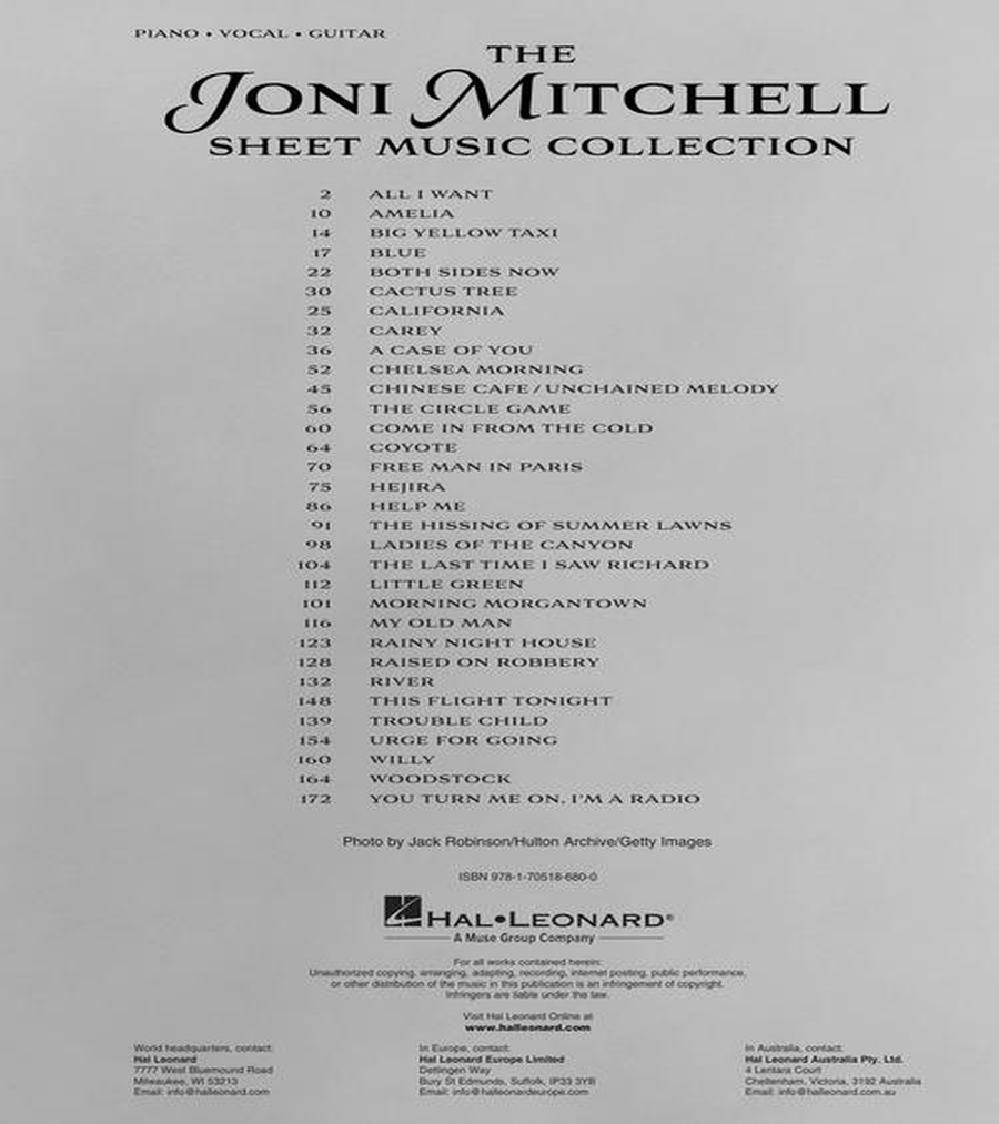The Joni Mitchell Sheet Music Collection Piano, Vocal, Guitar scores gallery preview page 3
