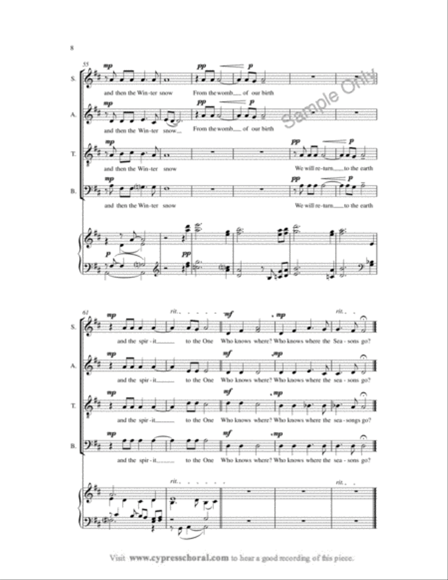 Who Knows Where The Seasons Go 4-Part scores gallery preview page 8