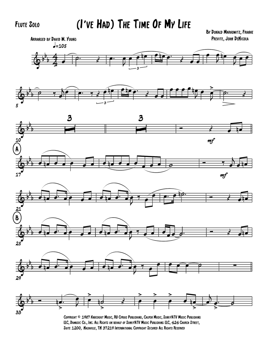 (I've Had) The Time Of My Life Flute Solo scores gallery preview page 1