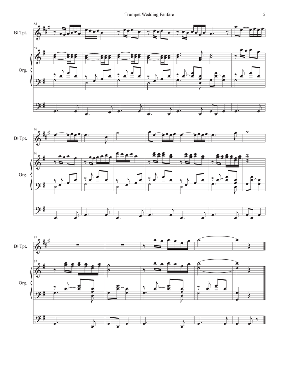 Trumpet Wedding Fanfare B-Flat Trumpet scores gallery preview page 5