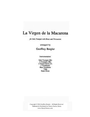 La Virgen De La Macarena for Solo Trumpet, 10-part Brass Ensemble & Percussion