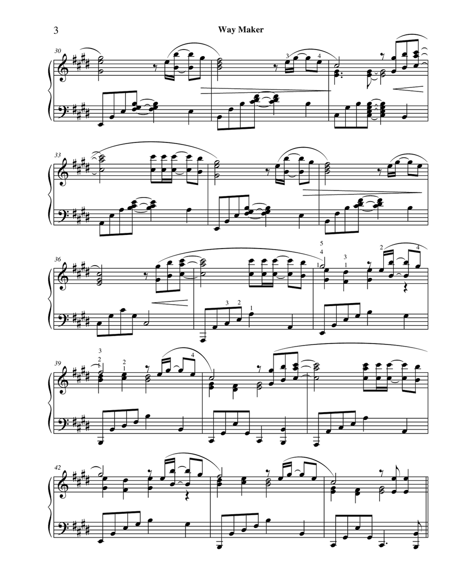 Way Maker Piano Solo scores gallery preview page 4