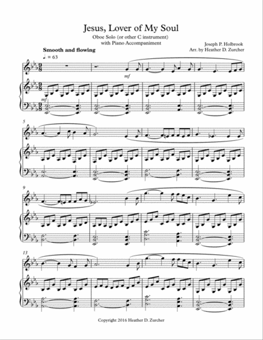 Jesus, Lover of My Soul - Oboe Solo Piano scores gallery preview page 1