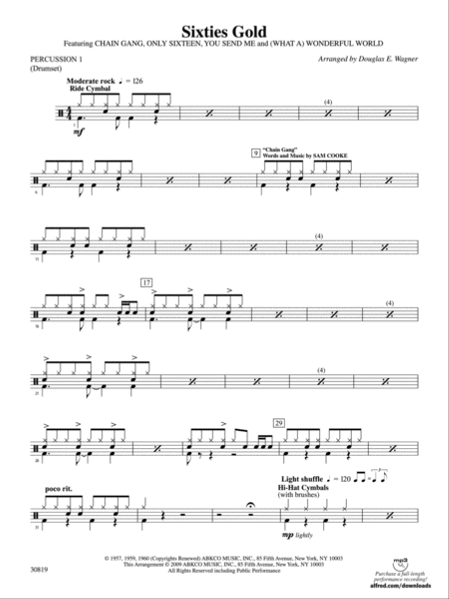Sixties Gold: 1st Percussion Concert Band scores gallery preview page 1