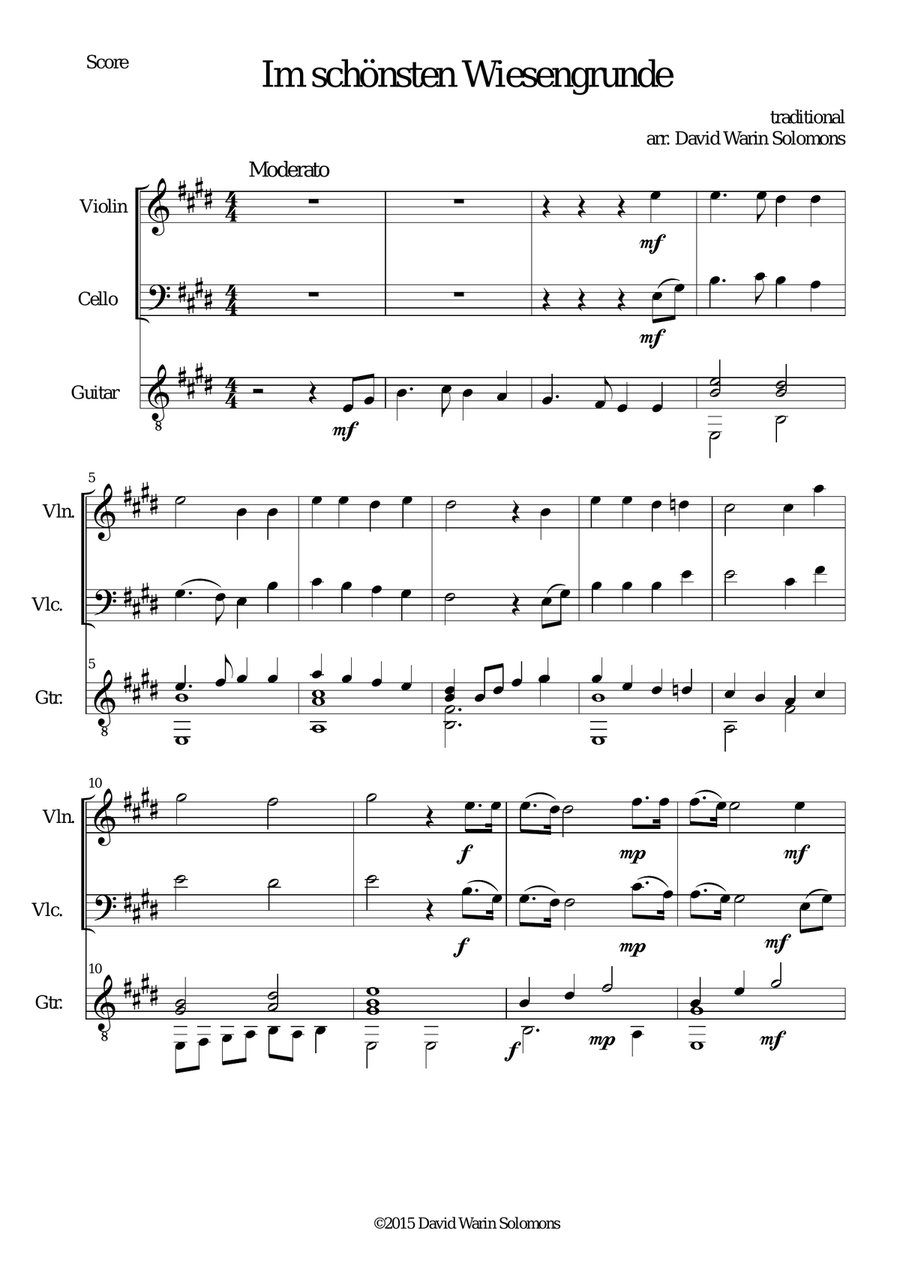 Im schönsten Wiesengrunde for violin, cello and guitar Small Ensemble scores gallery preview page 1