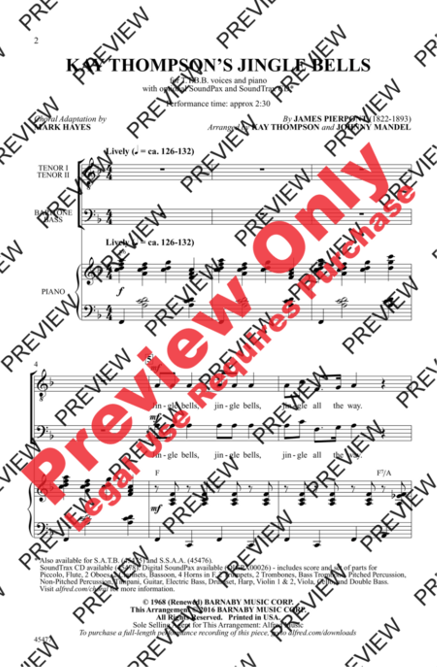 Kay Thompson's Jingle Bells Men's Choir scores gallery preview page 2