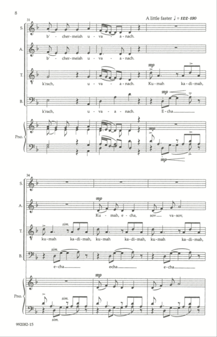 Kumah Echa (Rise Up) 4-Part scores gallery preview page 6