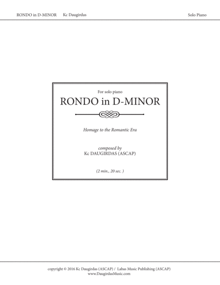 Rondo in D-minor (for Solo Piano)