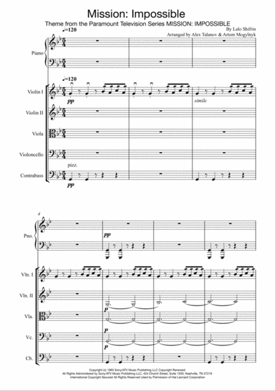 Mission: Impossible Theme from the Paramount Television Series MISSION: IMPOSSIBLE Chamber Orchestra scores gallery preview page 2