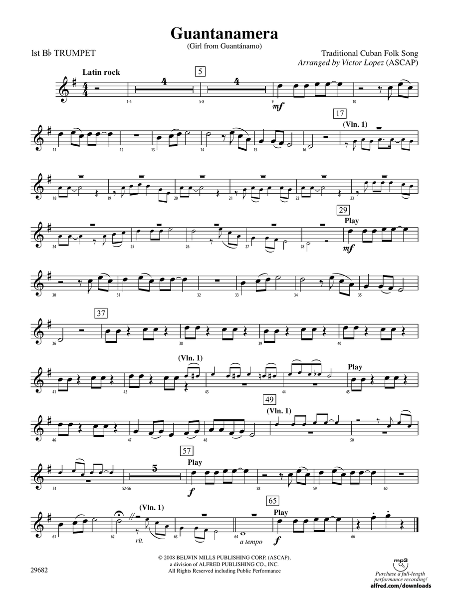Guantanamera: 1st B-flat Trumpet