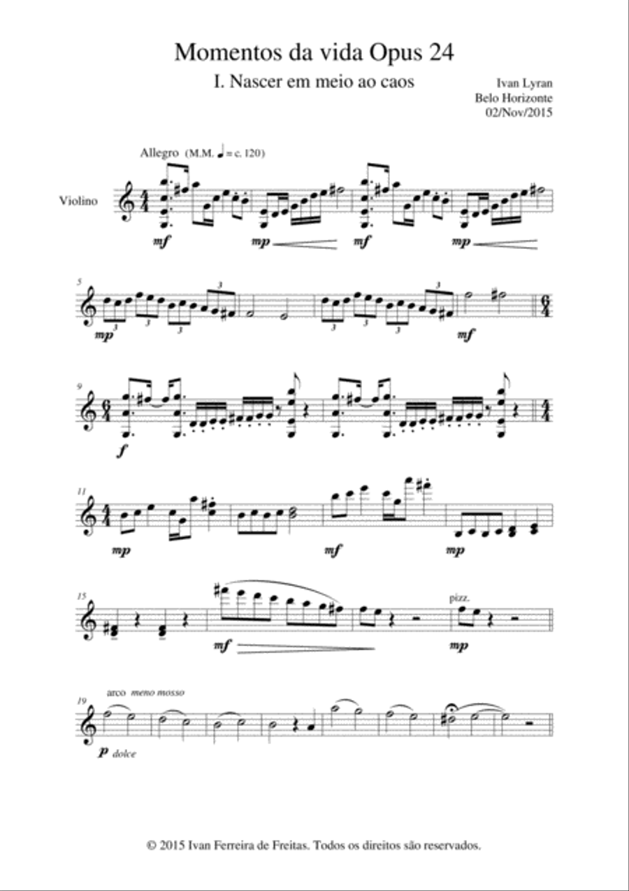 Momentos da vida Opus 24 Violin Solo scores gallery preview page 4