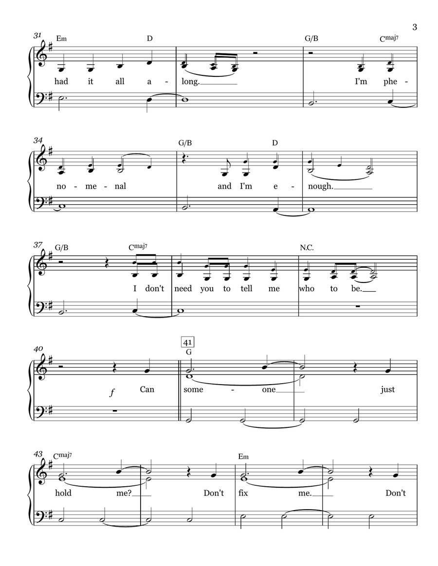 Broken & Beautiful Easy Piano scores gallery preview page 3