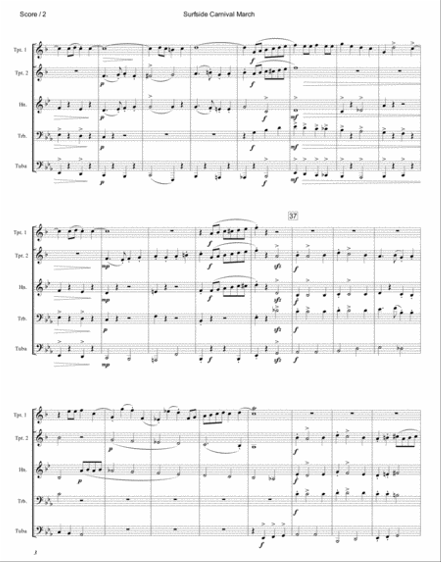 Surfside Carnival - Brass Quintet Brass Quintet scores gallery preview page 2
