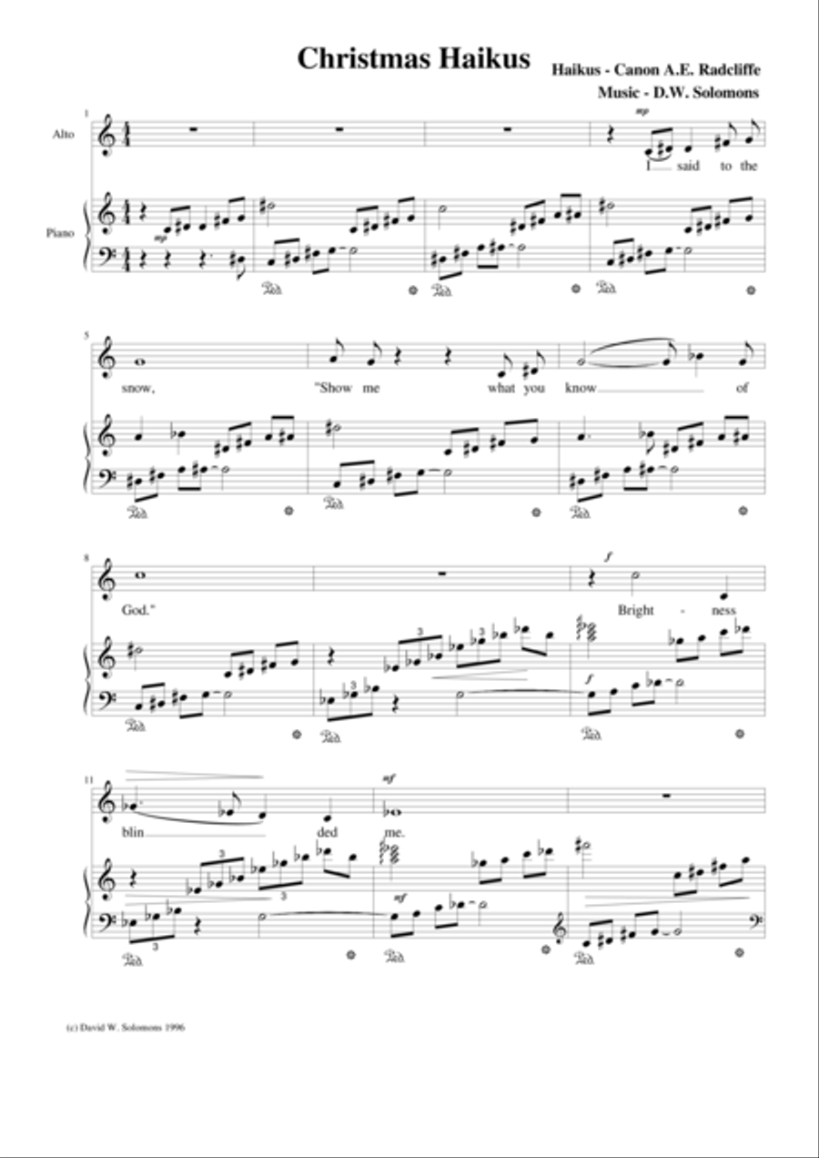 Christmas Haikus (alto and piano) Voice Solo scores gallery preview page 1