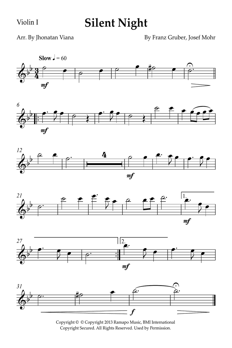 Silent Night String Quintet scores gallery preview page 4