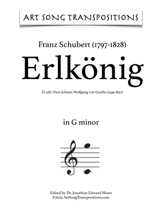 Book cover for SCHUBERT: Erlkönig, D. 328 (transposed to G minor)