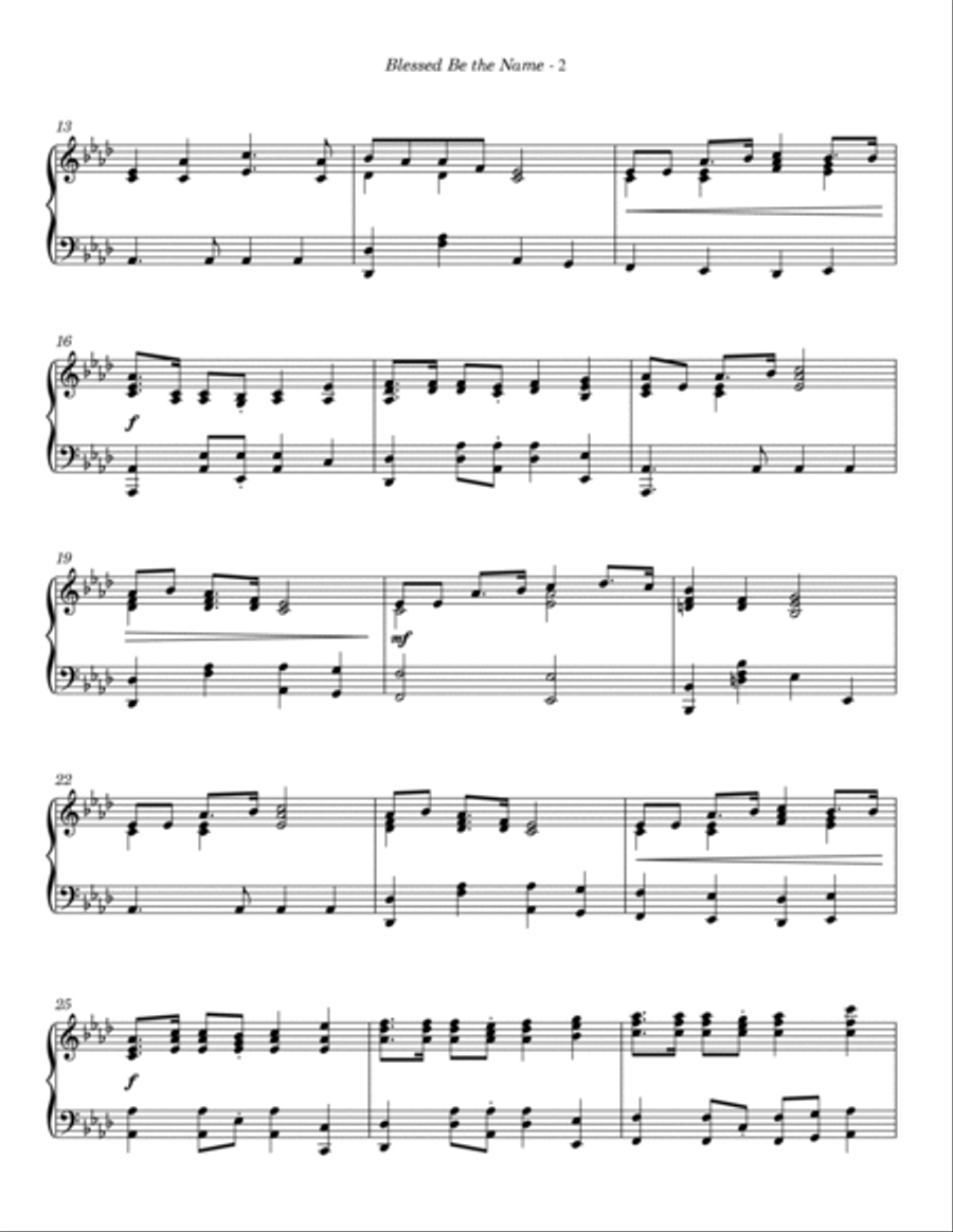 Blessed Be the Name (Solo Piano) Piano Solo scores gallery preview page 3