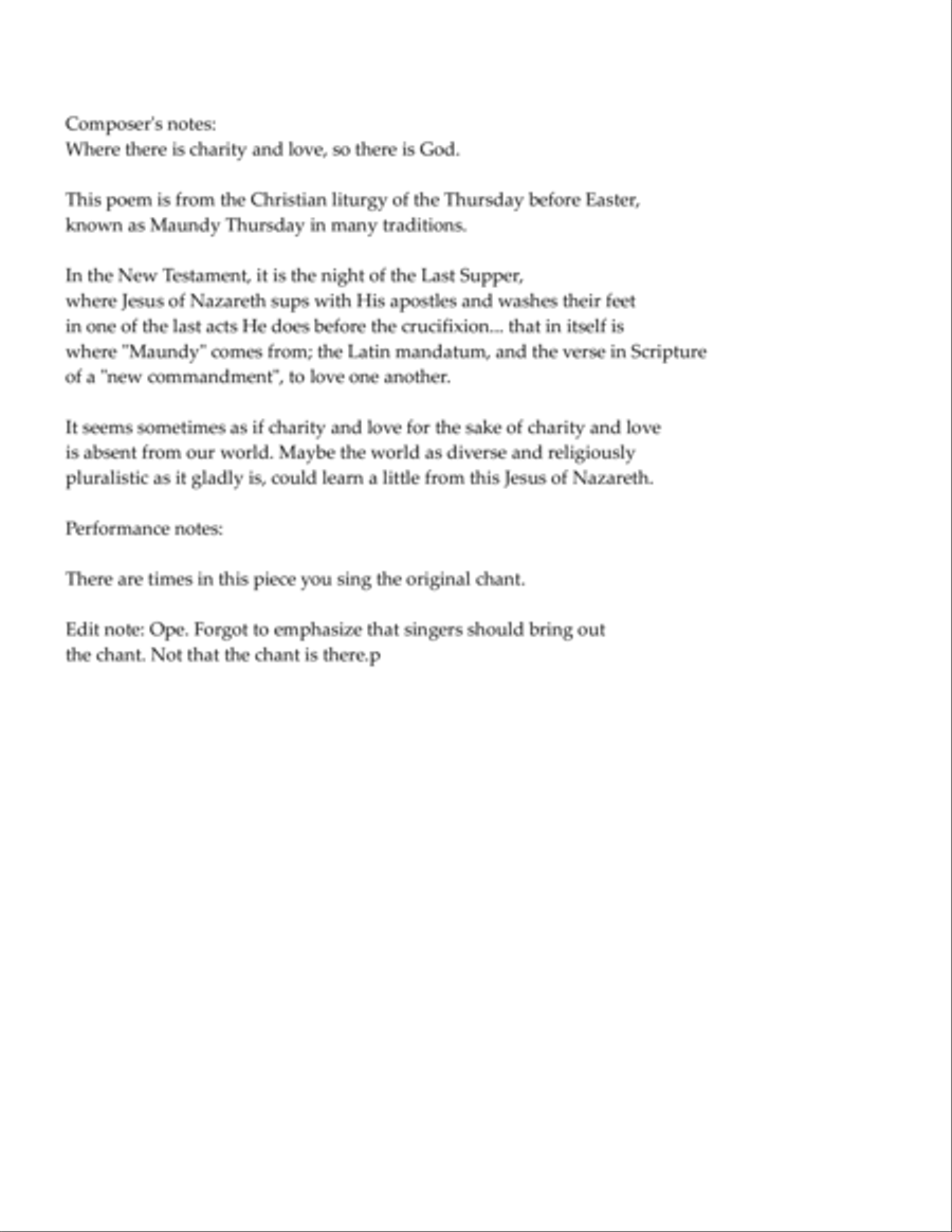 Ubi Caritas (where there is charity and love) 4-Part scores gallery preview page 2