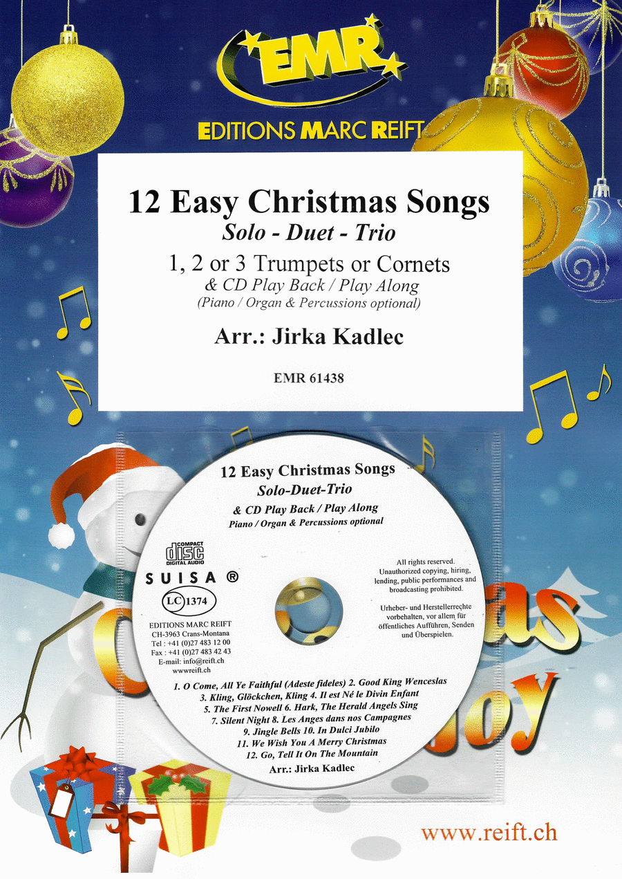 12 Easy Christmas Songs Trumpet Duet scores gallery preview page 1