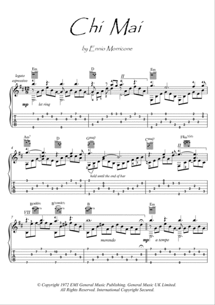 Chi Mai Chi Mai Classical Guitar scores gallery preview page 1