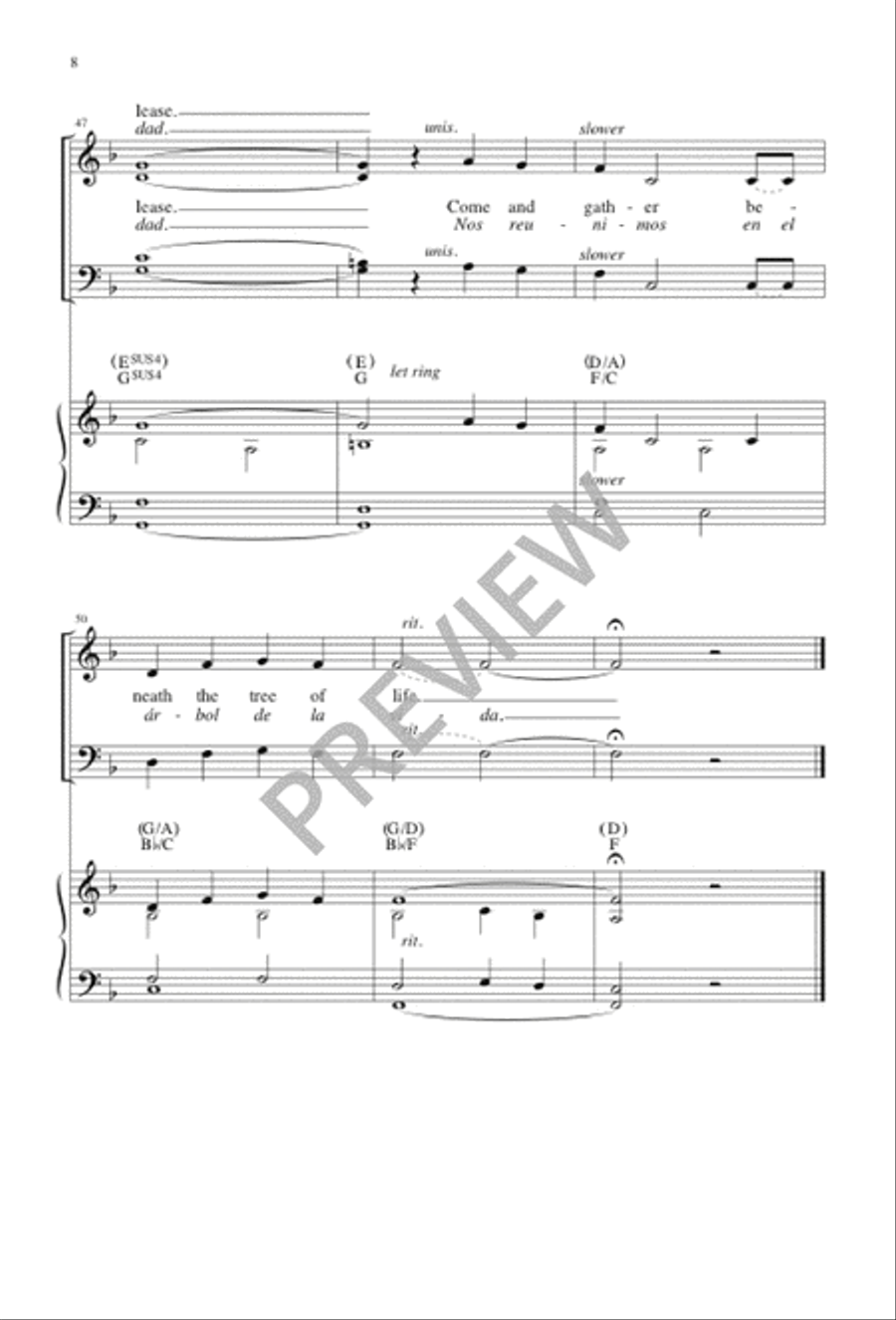 Beneath the Tree of Life / En el Árbol de la Vida 4-Part scores gallery preview page 8