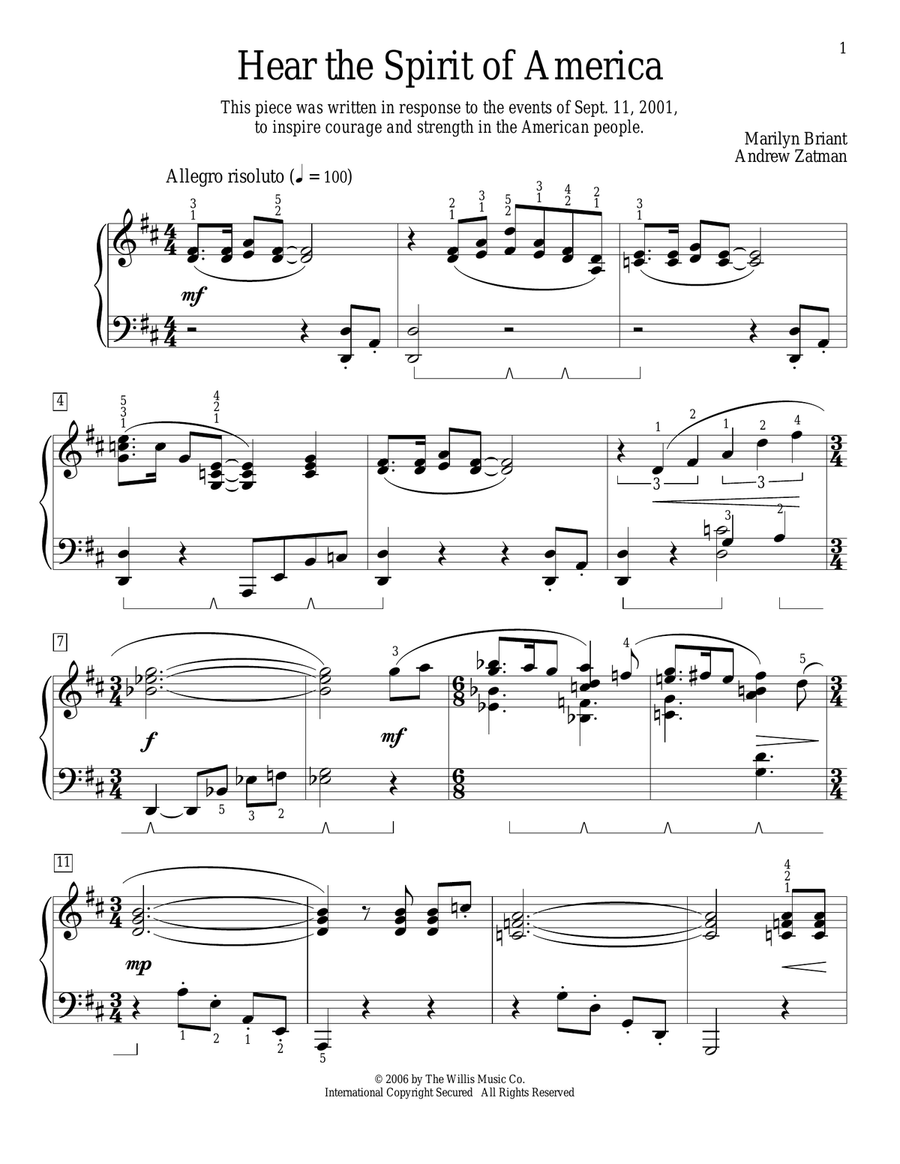 Hear The Spirit Of America Piano Method scores gallery preview page 1