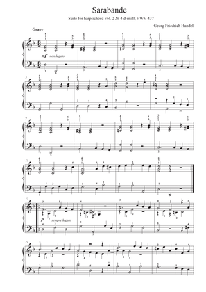 Sarabande - Suite for harpsichord Vol. 2 No 4 d-moll, HWV 437