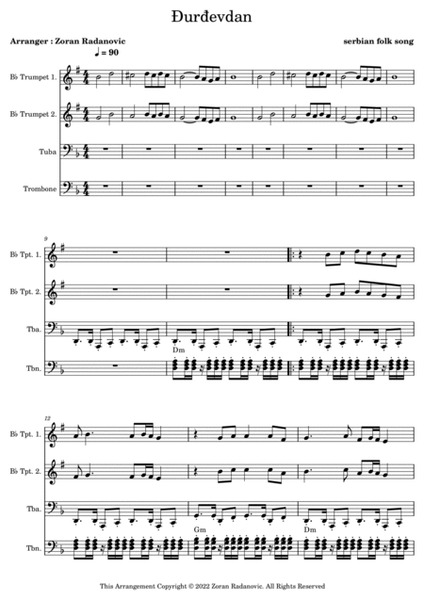 Đurđevdan - Djurdjevdan - Ederlezi - for brass quartet image number null