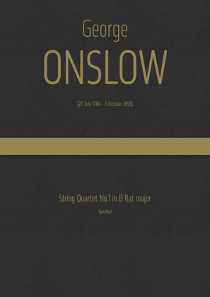 Book cover for Onslow - String Quartet No.1 in B flat major, Op.4 No.1