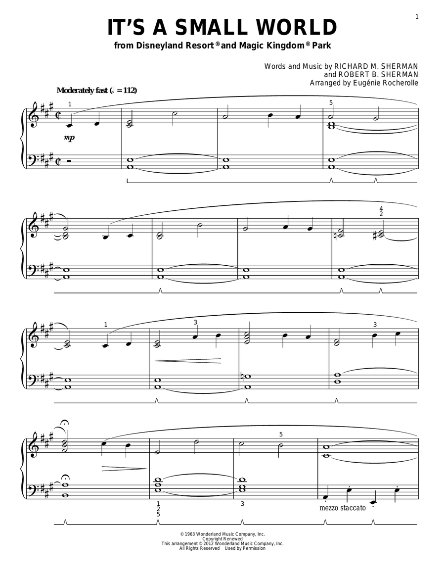 It's A Small World (arr. Eugenie Rocherolle) Piano Solo scores gallery preview page 1