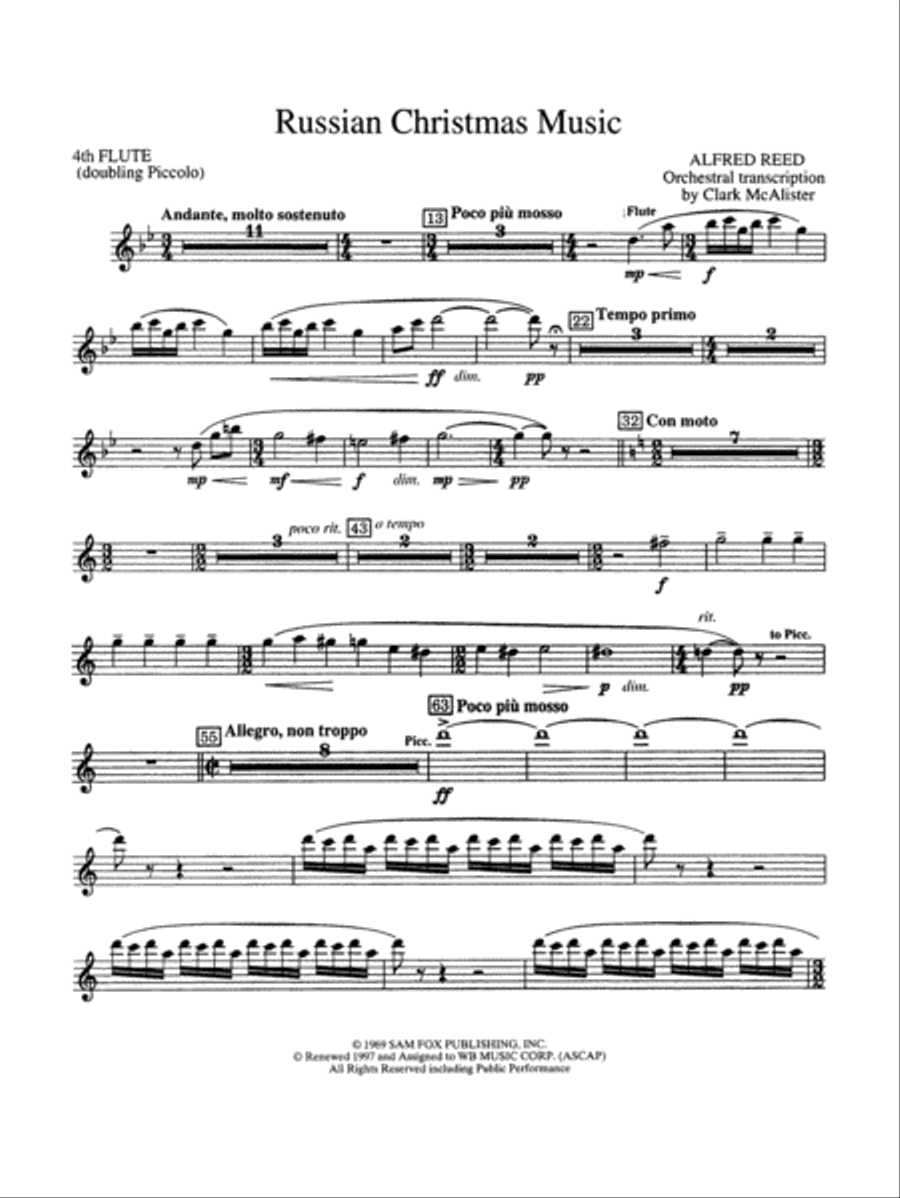 Russian Christmas Music: 4th Flute Full Orchestra scores gallery preview page 1