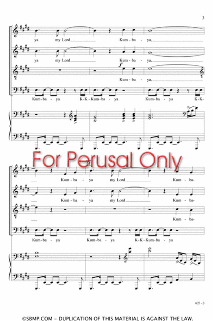 Kumbaya - SATB Octavo 4-Part scores gallery preview page 3