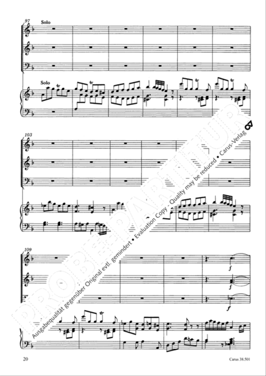 Organ Concerto in F major (Orgelkonzert in F) Violin scores gallery preview page 23