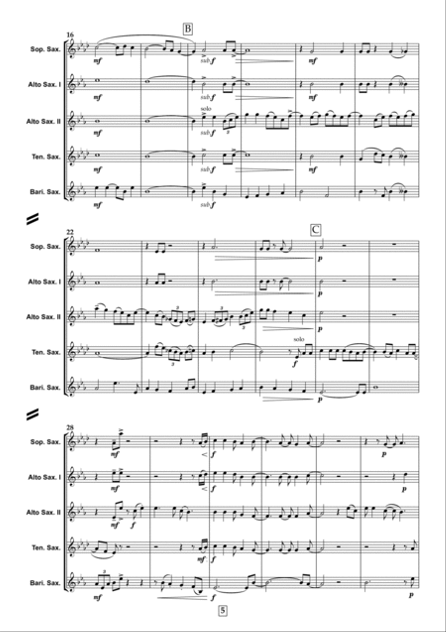 Chicken Fried Chicken Fried Saxophone Quintet scores gallery preview page 5