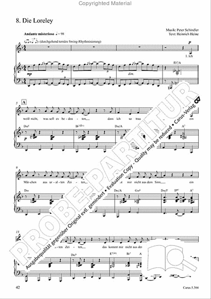 Schindler: Rosenzeit. Ein Liederzyklus uber die Liebe. Chansons fur Singstimme und Klavier Piano scores gallery preview page 43