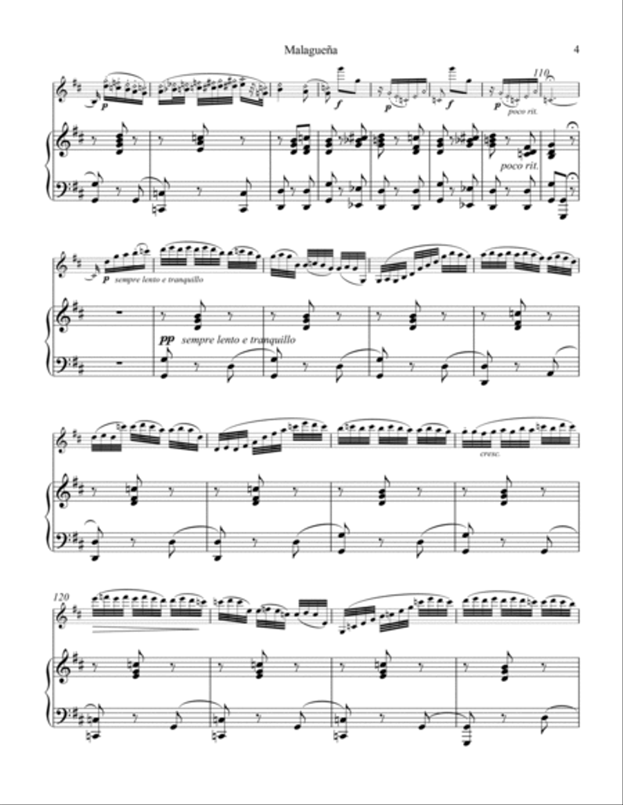 Malaguena Op. 21 No. 1 for violin and piano Violin Solo scores gallery preview page 4