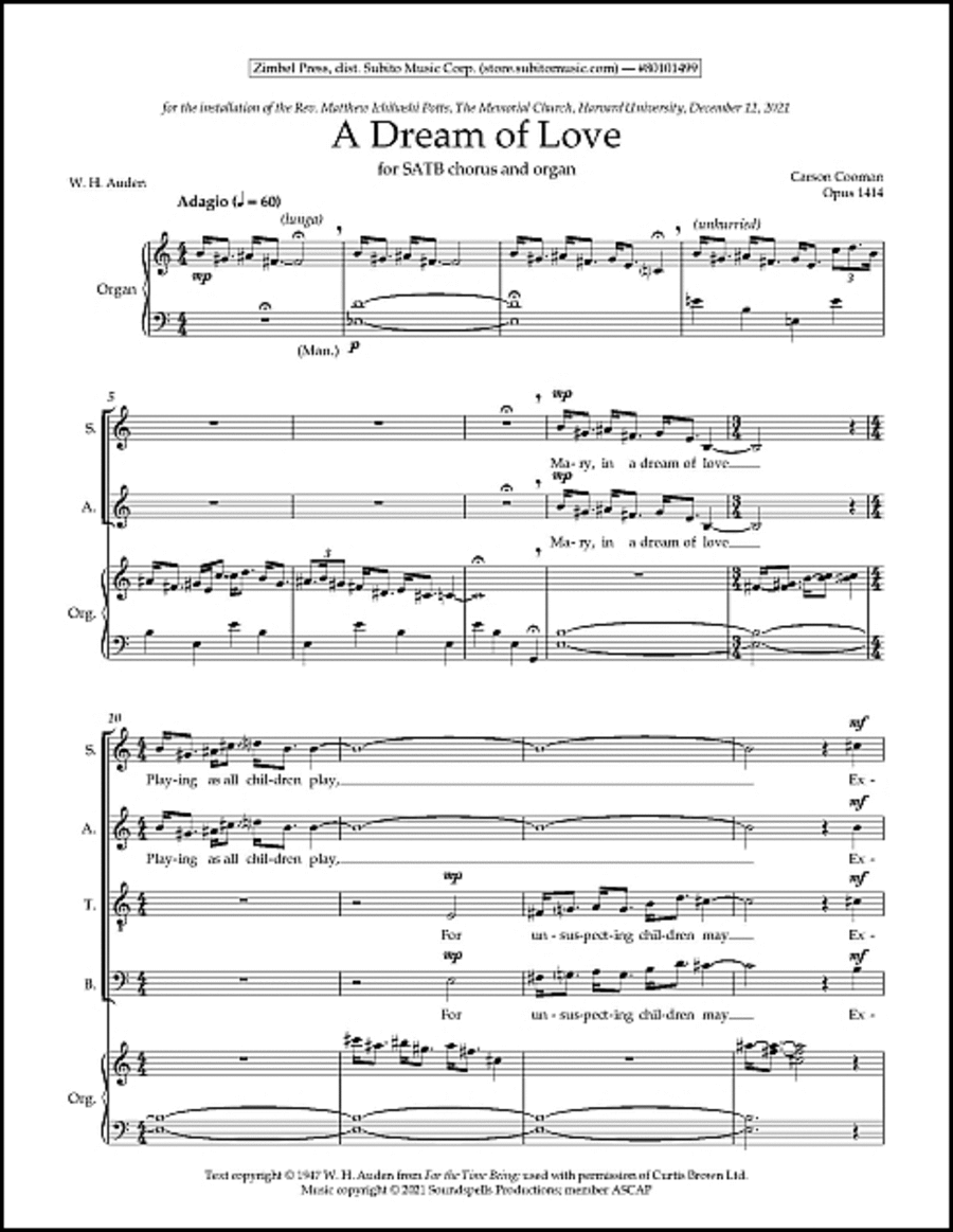 A Dream of Love 4-Part scores gallery preview page 1