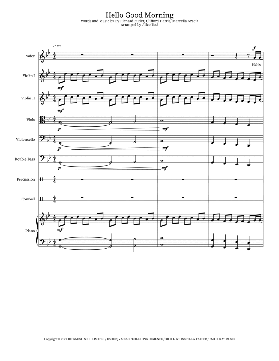 Hello Good Morning Large Ensemble scores gallery preview page 1
