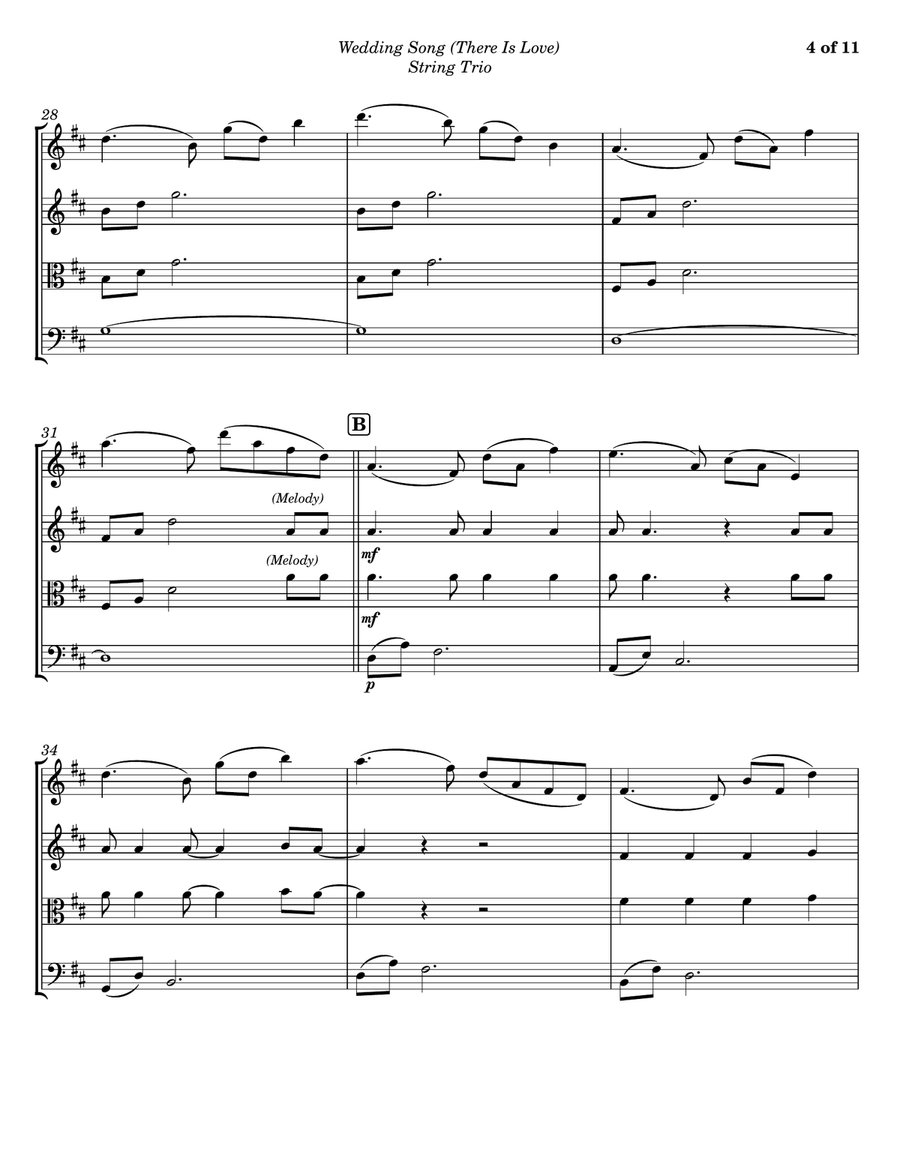 Wedding Song (There Is Love) String Trio scores gallery preview page 4