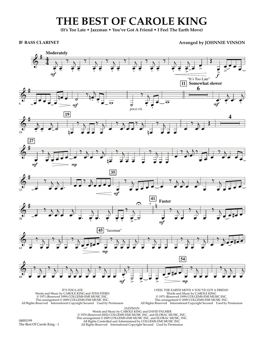 The Best of Carole King - Bb Bass Clarinet