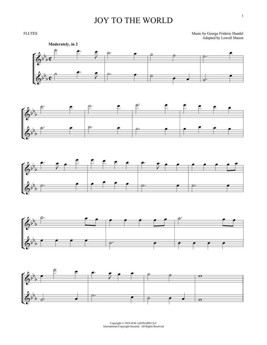 Joy To The World Flute Duet scores gallery preview page 1