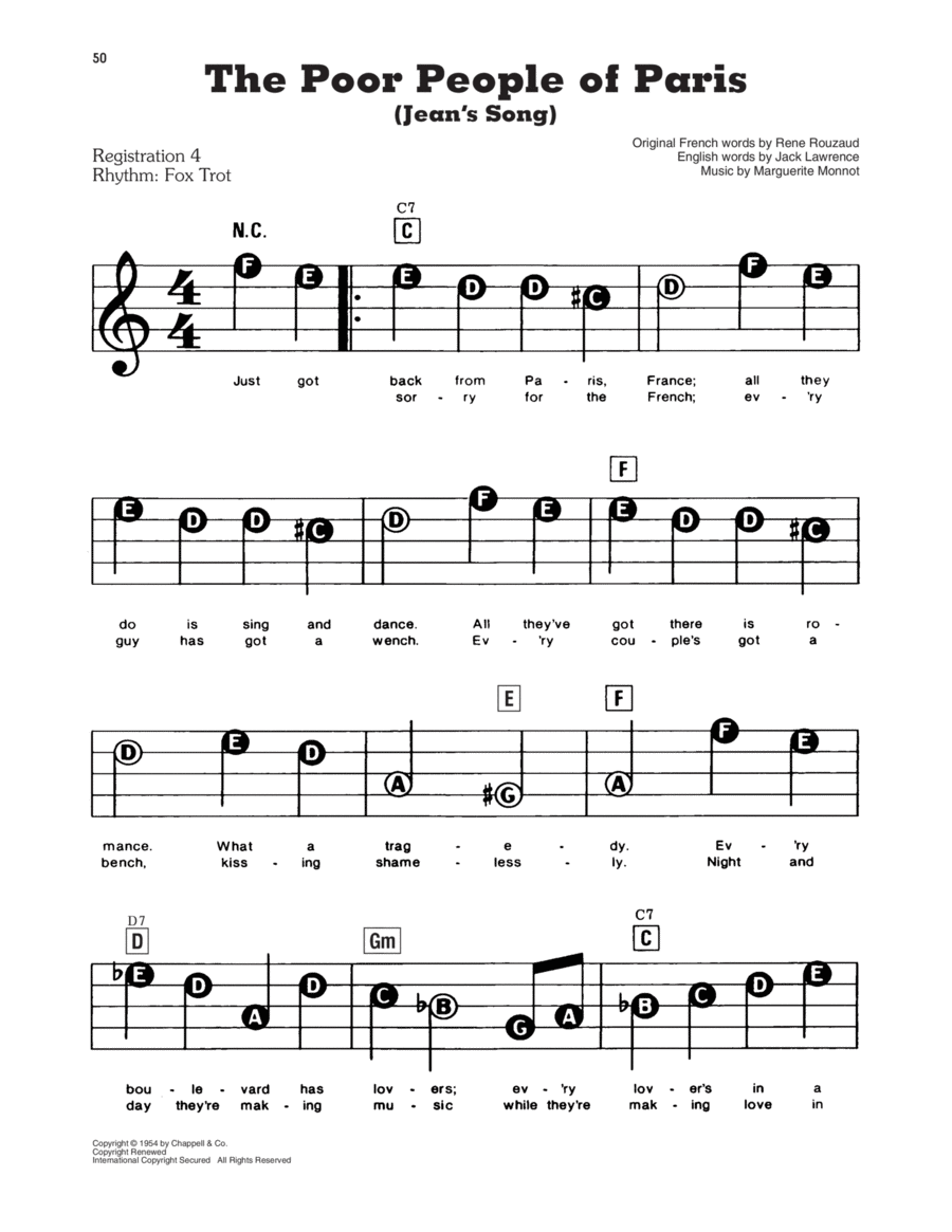 The Poor People Of Paris Electronic Keyboard scores gallery preview page 1