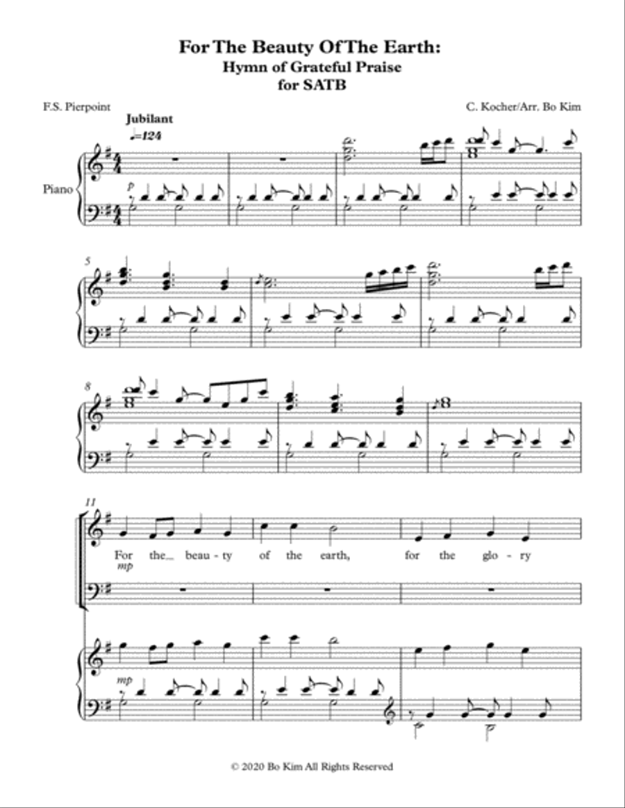 For The Beauty Of The Earth (Hymn of Grateful Praise) 4-Part scores gallery preview page 2
