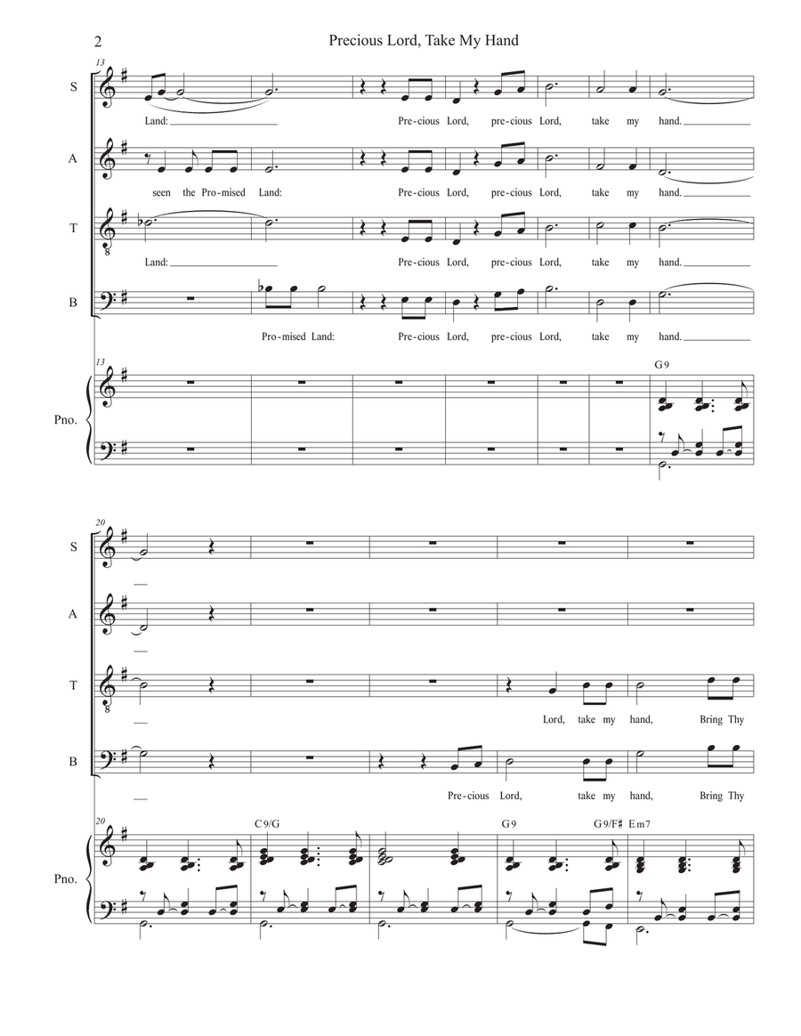 Precious Lord Take My Hand 4-Part scores gallery preview page 2