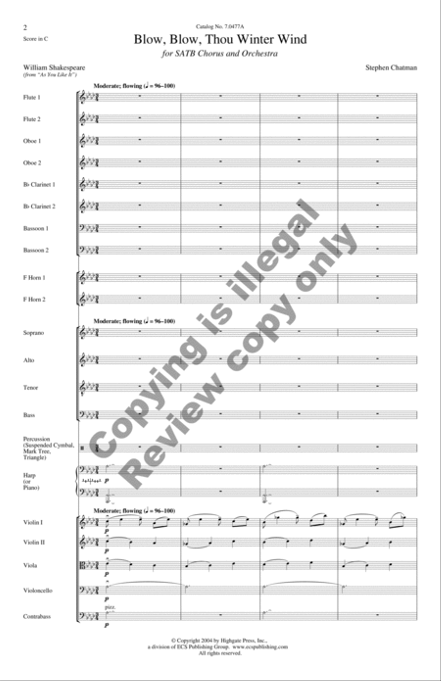 Blow, Blow, Thou Winter Wind (Orchestra Score)